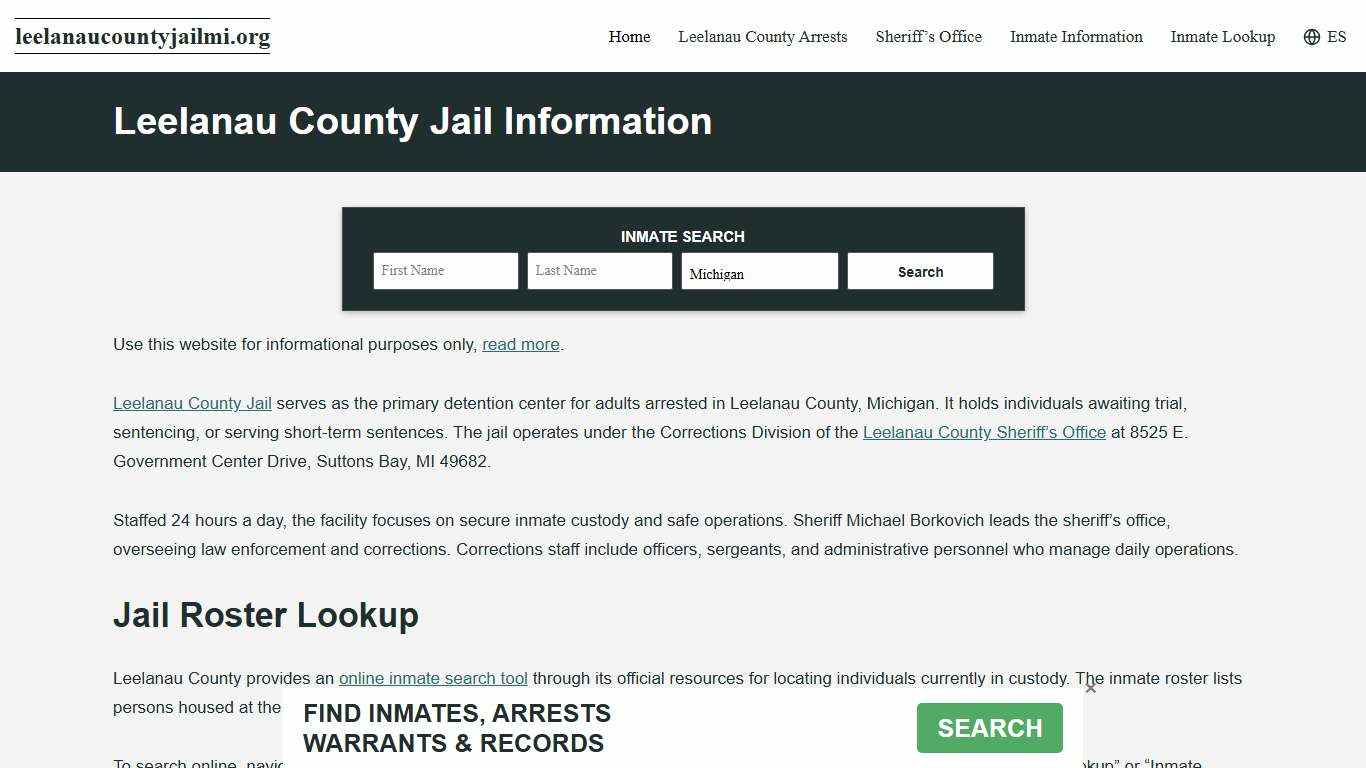 Leelanau County, MI Jail Roster, Inmate Info